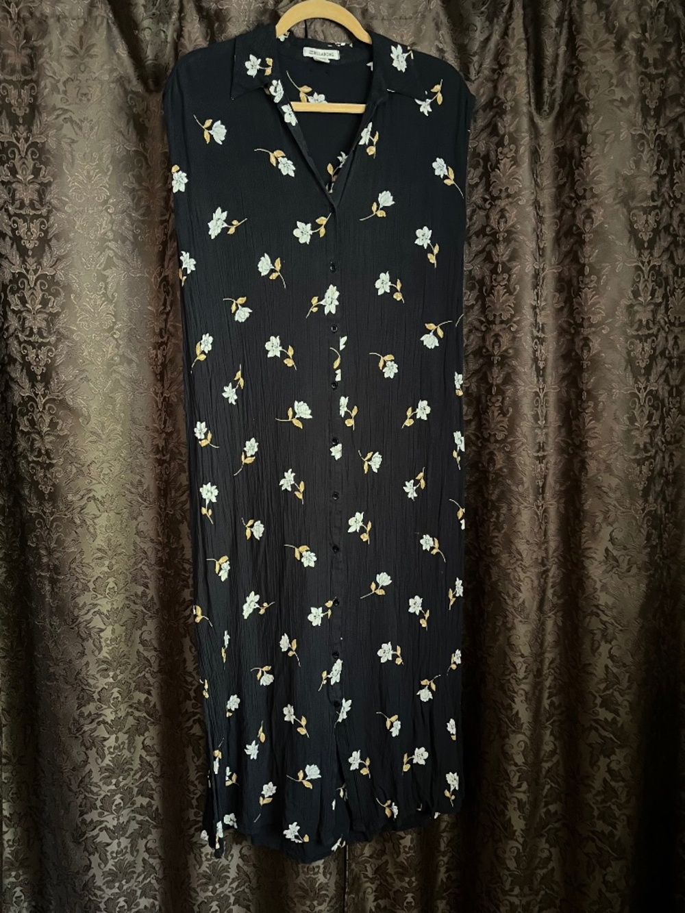 Billabong Black Lightweight Gauze Midi Dress  Made in India  Size M